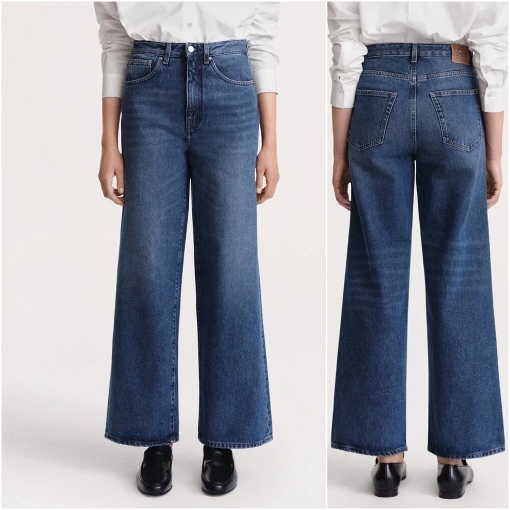 TOTEME Flare fit wide leg denim jeans washed blue high-rise 27